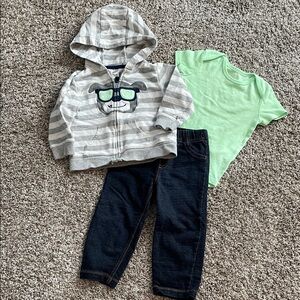Carters 18 month Zip up Hooded 3 piece Outfit